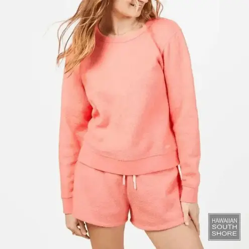 Outerknown Women's Hightide Crew Bright Neon Coral Sweater Large NWT Orange