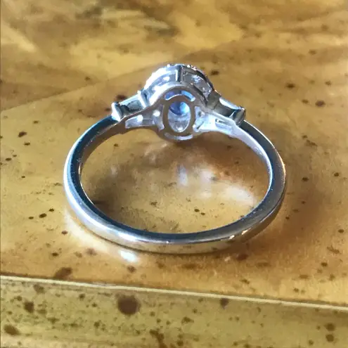 Natural Kyanite Sterling Silver Halo Ring Size 8