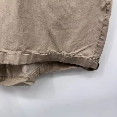 Pact Safari Romper Shortalls Womens XL Khaki Organic Cotton Elastic Waist