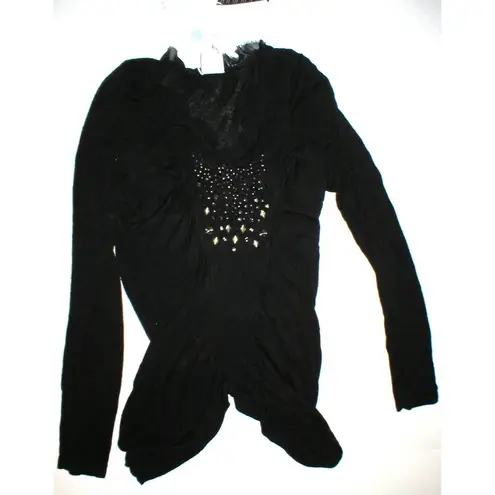 New Womens NWT Designer PF Paola Frani Top Sweater 8 Black Italy 44 Cashmere Sil