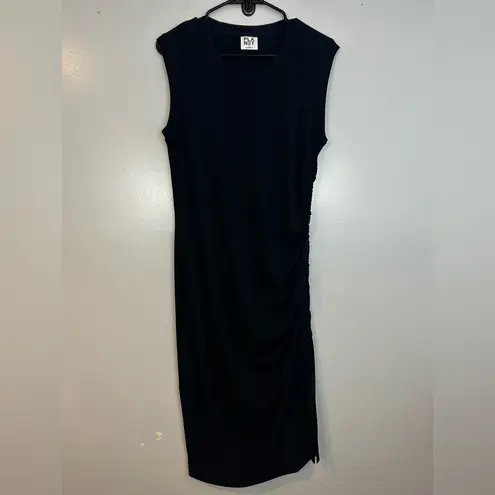 PLANET by Laura G Dark Navy Blue Sleeveless Ruched Tank Midi Dress Size S/M