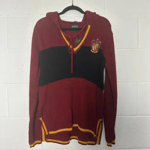 Harry Potter Gryffindor Crest Hoodie Sweater Knit Pullover Women's MD - Image 2