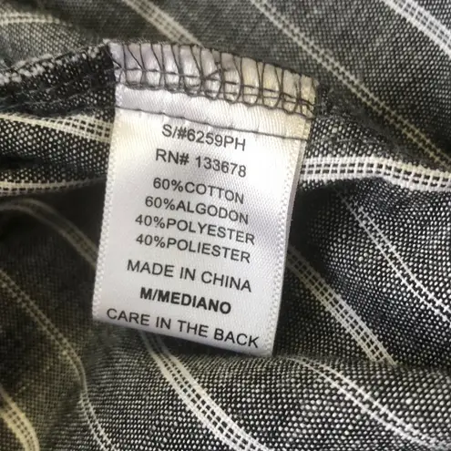 Love Tree  High Waist Croquet Tie Waistband Striped Gray and White Shorts Sz M