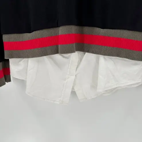 Stella & Dot Black Striped Raglan Sleeve Pullover Layered Top Size Medium