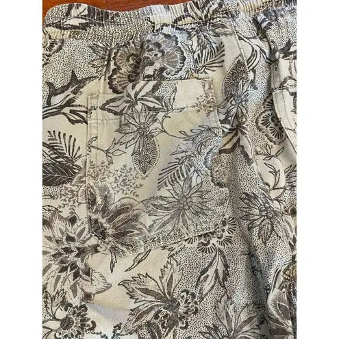 Knox Rose  Grey Floral Relaxed Wide Leg Boho Drawstring Waist Women's Pants Small