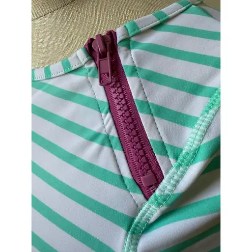 Cabana Life Blue Stripe Zipper Cover Up Shift Dress UPF 50+ Size Small White