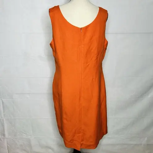 Rafaella Sleeveless Linen Blend Dress Sz 14 Orange Knee-Length Lined