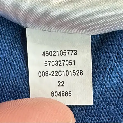 Chico's Chico’s 100% Linen Blue Stretch Henley Short Sleeves Tee, Sz Large