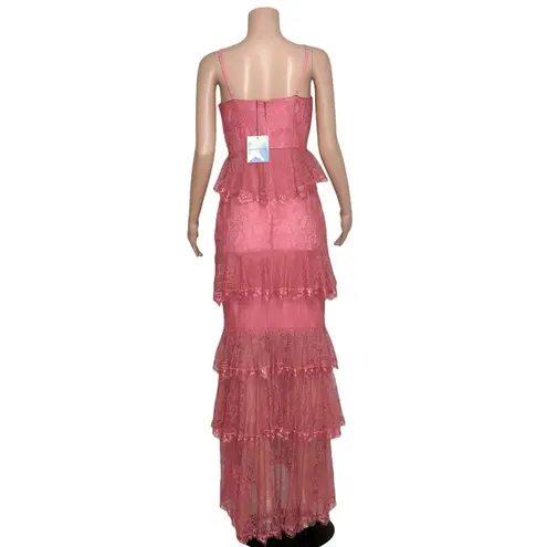 Majorelle Zelda Fitz Floral Lace Gown, Passionfruit Pink, Medium