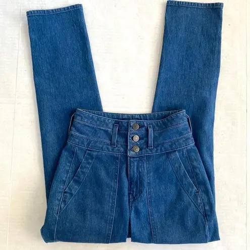 Veronica Beard Logan Slim Straight Extra High Rise Jeans Cornflower Wash Sz 23