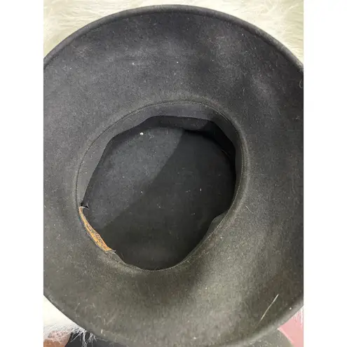 Cappelli Straworld Black Felt Cloche Hat With Velvet Band And Fabric Flower