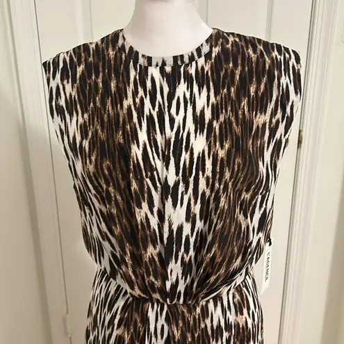L'Agence Cipriana Asymmetrical Dress Black Multi Camilla Animal Print NWT Size 6