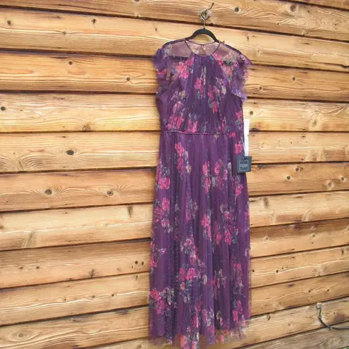 Mac Duggal  2143  Womens FLORAL FLUTTER SLEEVE MIDI DRESS