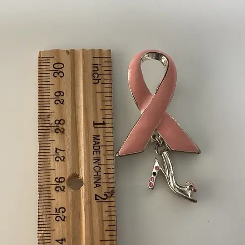 Breast Cancer Pink Ribbon & High Heel Charm Pin