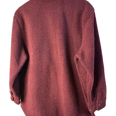Ecothreads Ladies' Long Sleeve Boucle with 2 Pockets Shirt Jacket Red Size L