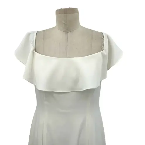 Jay‎ Godfrey Balon White Ruffle Shoulder Long Crepe Gown Size 6