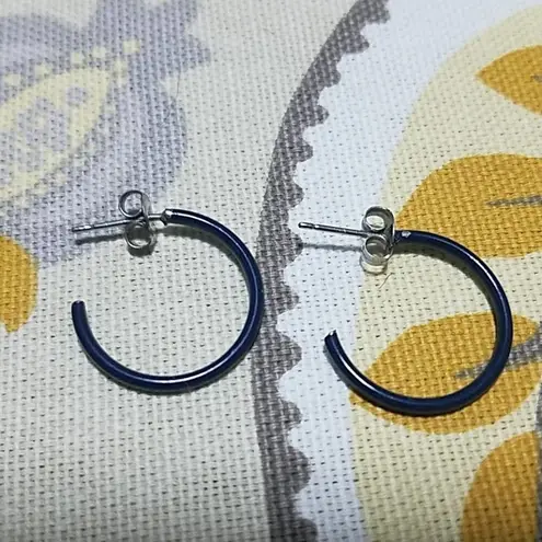 Vintage Blue Retro  Hoop Earrings