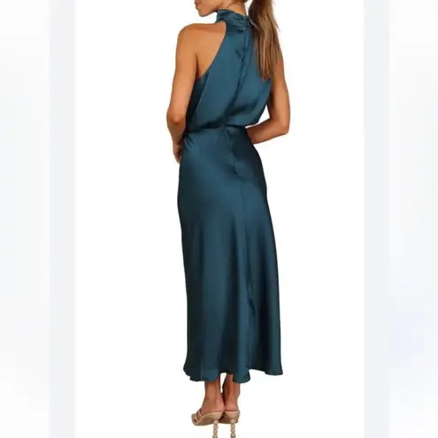 Petal and Pup NWT Annabelle Satin Teal Sleeveless Midi Dress US L