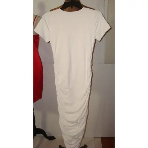 Babaton New Womens Aritzia Contour Ruched Midi Dress 2XS XXS White Sand SS