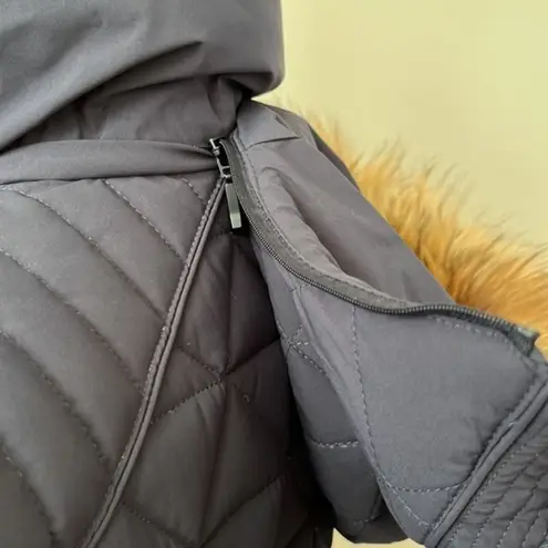 Marc New York by Andrew Marc Chevron Quilted Down Jacket w/ Removable Hood SMALL