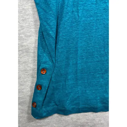 Tahari Womens Top XL 100% Linen Side Buttons Casual
