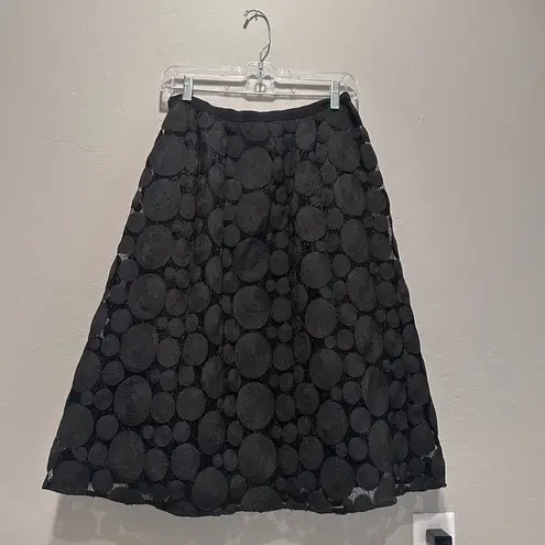 Tracy Reese Anthropologie Black Raffia Circle Lace Midi Skirt Sz 4