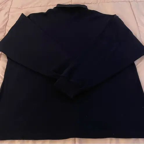 Tweeds navy 100% cotton minimalist contemporary casual turtleneck top, size XL Blue