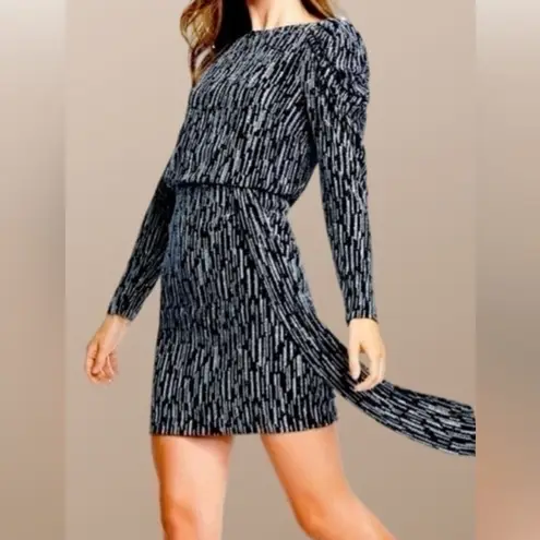 Aidan Mattox 🍒SIZE 0 XS 🍒BLACK & SILVER METALLIC WRAP PARTY DRESS THE REAL REAL