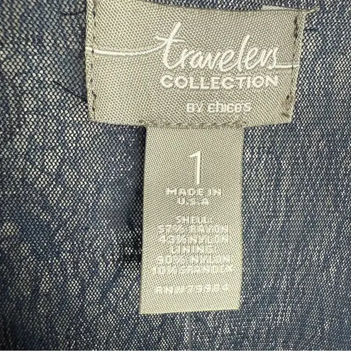 NWT  Travelers Ellie Lace Open Front Jacket In Blue Size Medium Chico's 1