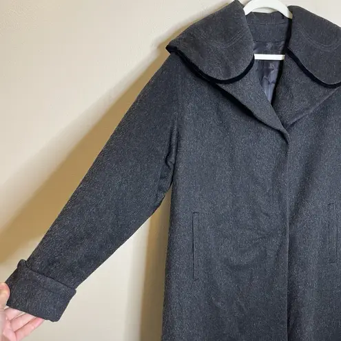 Women's Vintage Coat Wool 4x Peter Pan Round Color Long Preppy Classic Botany Gray