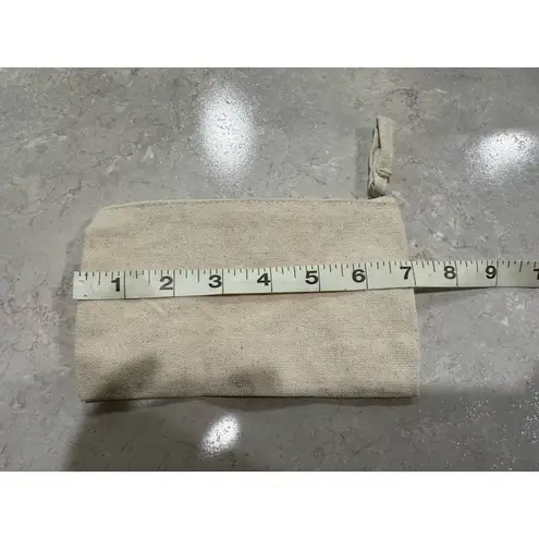 Silly Goose Hand Beaded Canvas Cosmetic Makeup Bag Pouch 4"x7" Tan