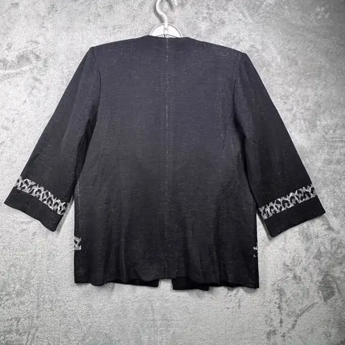 Misook Cardigan Leopard Print Large Black Silver Animal Print Career Chic Party