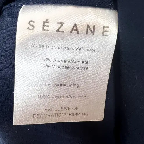 Sézane Sezane Adeline Shift Dress Size 38 US Medium Sleeveless Navy Blue Ruffle Lined