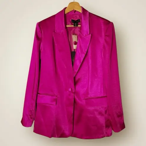 House of Harlow 1960 Satin Blazer Pink One Button Women's Small Holiduy