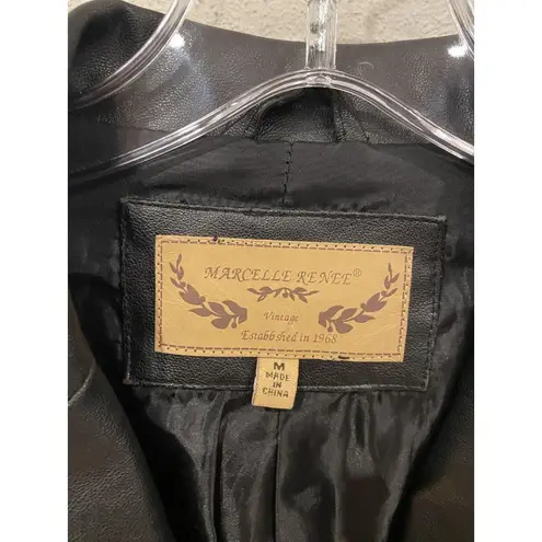 Marcelle Renee Jacket Womens Medium Black Faux Leather Blazer Vegan Lined