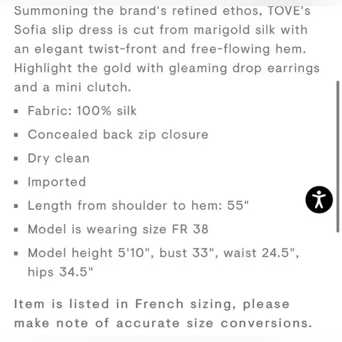 TOVE Sofia twisted beautiful gold 100% silk midi dress NEW