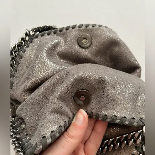 Stella McCartney Shaggy Deer Falabella Ombre Metallic Mini Tote Ruthenium Chain