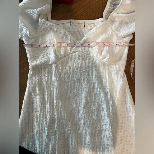 Source Unknown Unbranded White Textured Puff Sleeve Midi Dress Square Neck XS-S - Image 8