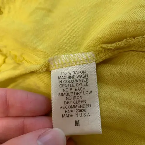 LA Made Women Medium Dress Yellow Rayon Maxi Side Ruching Spaghetti Strap Summer