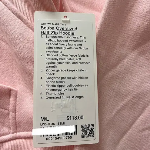 Lululemon  athletica Strawberry Milkshake Scuba Oversized Half-Zip Hoodie -M/L