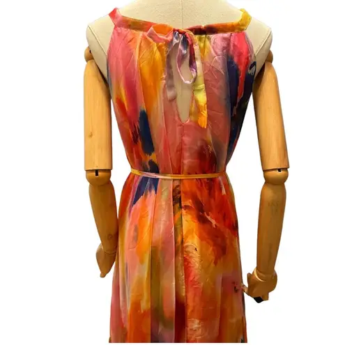 Floral Medeshe Chiffon Flowy sleevless maxi summer dress size large