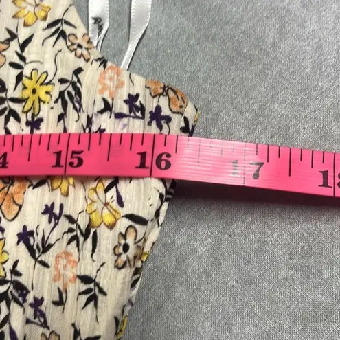 MINKPINK  Surrey Crop Top Cream Yellow Floral Side Zip Smocked Medium NWT Boho