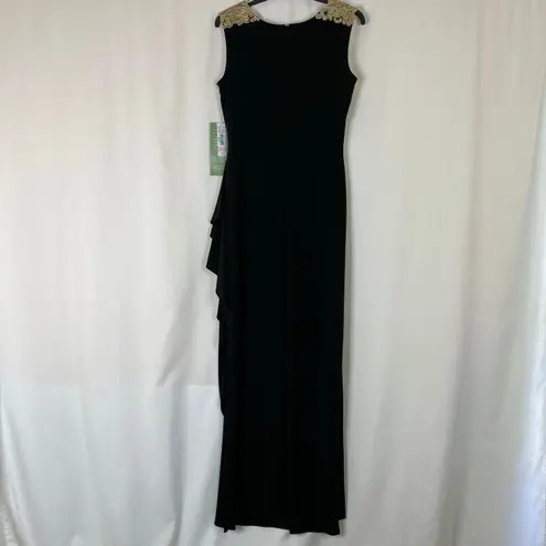 R & M Richards | Formal Floor Length Sleeveless Dress Black Gold NWT Womens 10