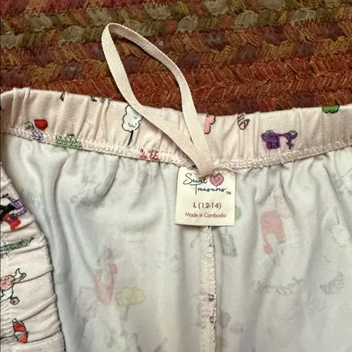 FRENCH EIFFEL TOWER MOULIN ROUGE POODLE PRINT PAJAMA PANTS Pink Size L