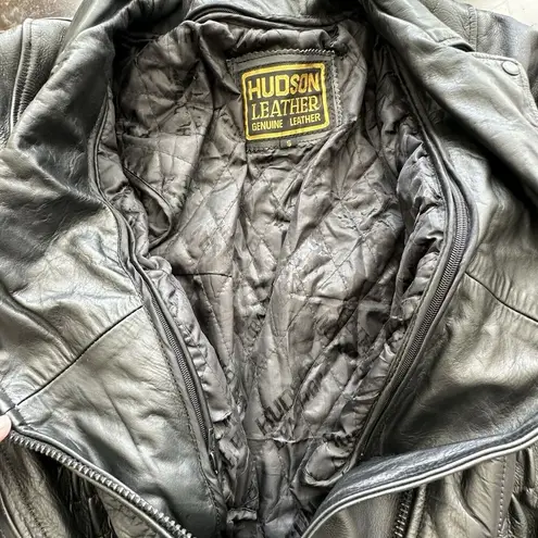 Hudson Genuine Black biker Leather Vintage women's jacket Small Bikercore