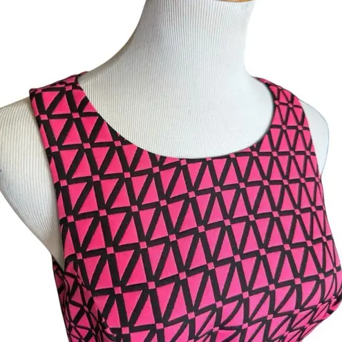 Kaari Blue Womens Hot Pink & Black Triangle Print Fit & Flare Sleeveless Dress 4