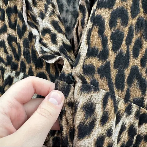 ZARA Leopard Print Short Sleeve Cropped Jumpsuit Sz M Bloggers Favorite