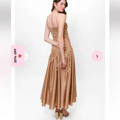 Hutch NWT Lietta Gown Gold Maxi Smocked Size M