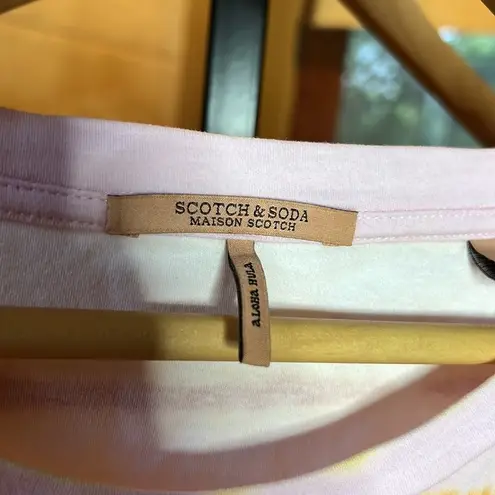 Scotch & Soda Orange Pink Tie-Dye Stripe T-Shirt Size Large