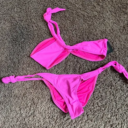 Frederick's of Hollywood Laguna One Shoulder Two Piece Bikini Hot Medium Pink NWT